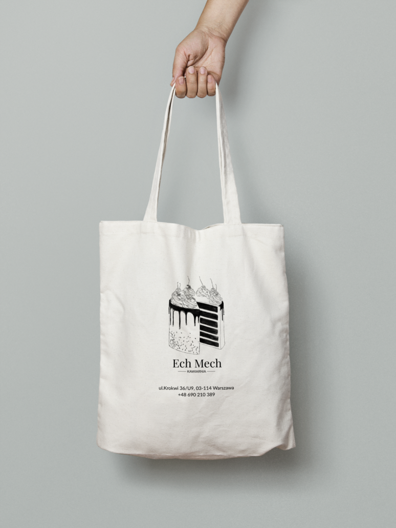 projekt torby bawełnianej dla kawiarni