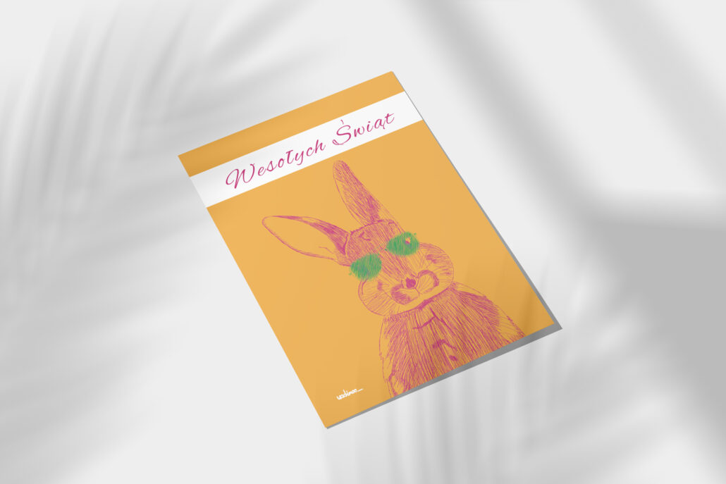 kartka na wielkanoc z królikiem