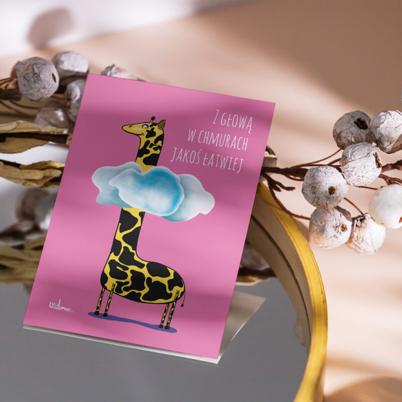 kartka okolicznościowa z żyrafą
