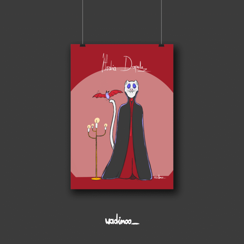 plakat z kotem halloween