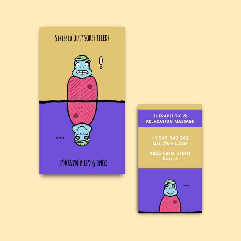Illustrated Therapeutic & Relaxation Massage Business Card – Modern, Playful Branding Design